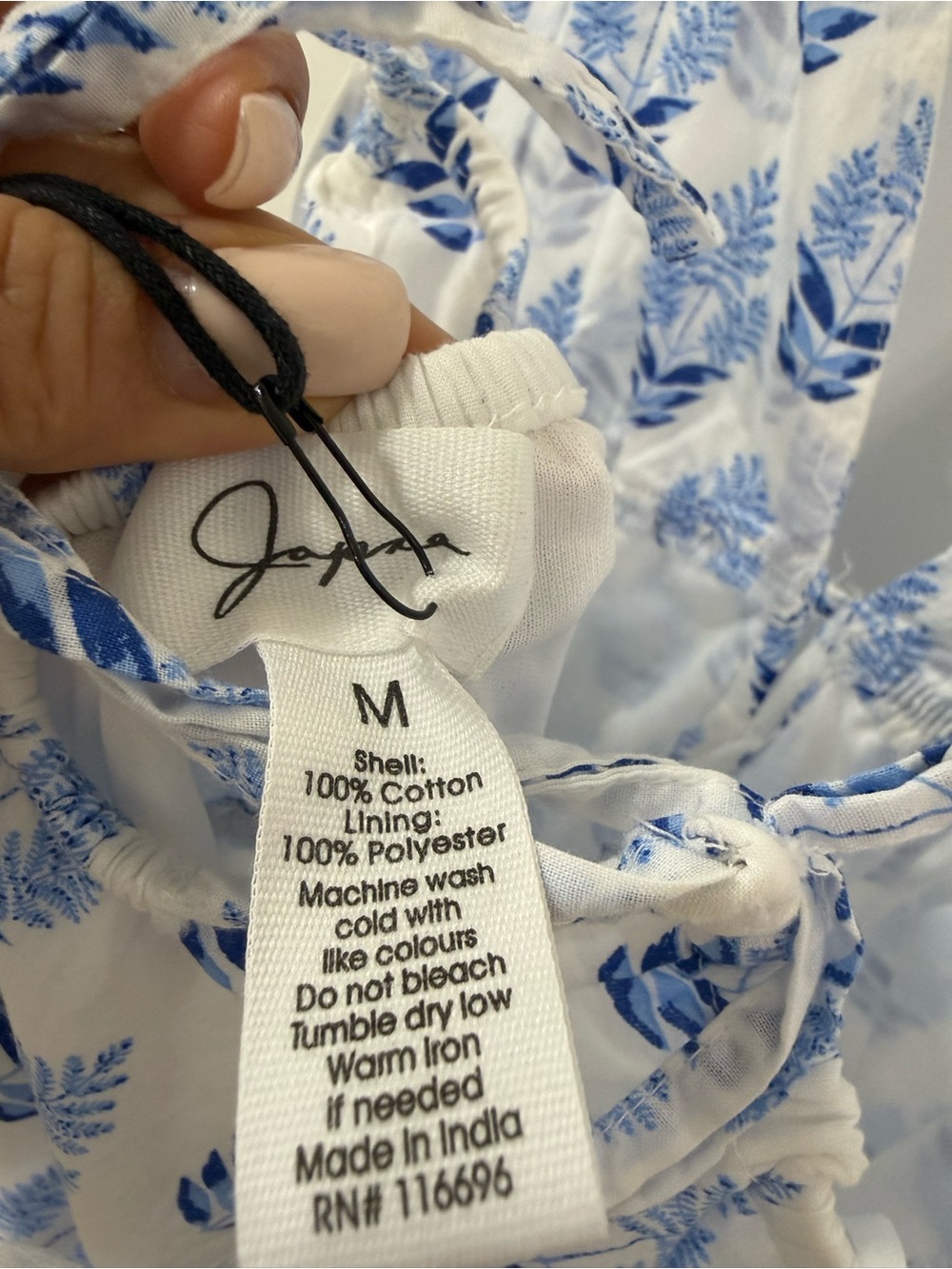 Spaghetti-Strap White Maxi Dress with Blue Floral Print - Picture 4 of 5